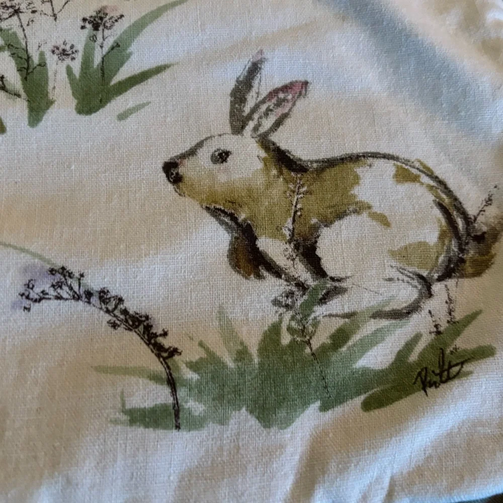 Pottery Barn Festive Bunny Pillow - Green and Cream